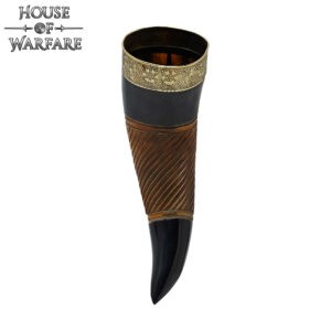 Drinking Horn with Brass Rim and Tip