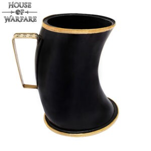 Horn Tankard with Brass Rim and Handle