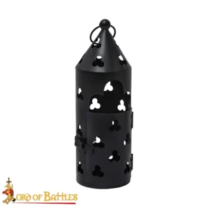 Iron Cylindrical Lantern with Trefoil Cutouts