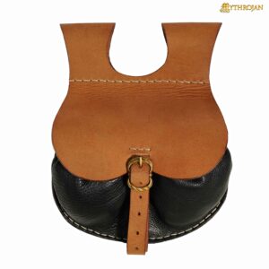 Tan and Black Leather Belt Pouch