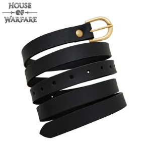 Red Leather Belt with Simple Brass Buckle